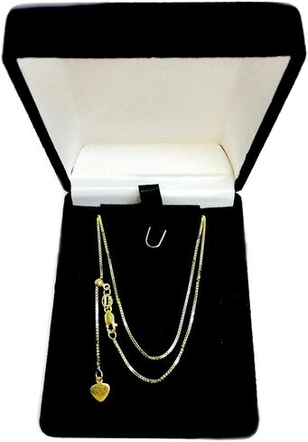 Jewelry Affairs 10k Yellow Real Gold Adjustable Box Link Chain Necklace, 0.7mm, 22" in Saudi Arabia