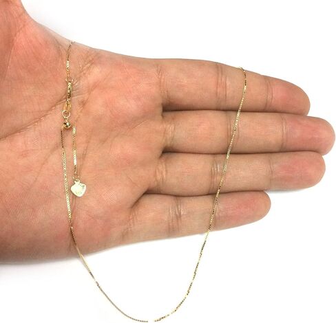 Jewelry Affairs 10k Yellow Real Gold Adjustable Box Link Chain Necklace, 0.7mm, 22" in Saudi Arabia