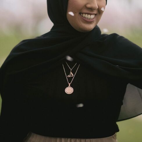 ZUDO Allah Calligraphy Necklace - 18K Gold, 18K Rose Gold & Silver Rhodium Coated Stainless Steel Pendant with Adjustable Chain, Elegant Islamic Jewelry for Women and Men, Thoughtful Gift in Saudi Arabia