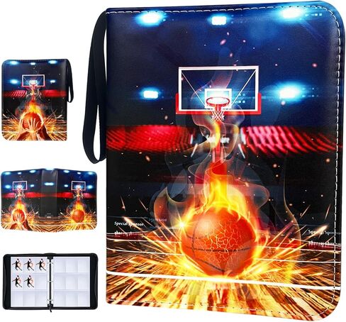 900 Cards Soccer Card Binder, 9-Pocket Card Collections Trading Card Binder 50 Pages Double-Sided Cards Holder with Zipper 3-Ring Card Album for Sports Soccer Card Sleeves Protectors in Kuwait