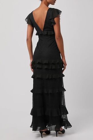 Lulus Womens Nyra Lace Ruffle Maxi Dress in Saudi Arabia