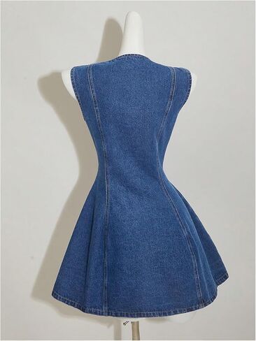 Milumia Women's Button Down Sleeveless Jean Dress Y2k A Line Short Denim Dresses in Saudi Arabia