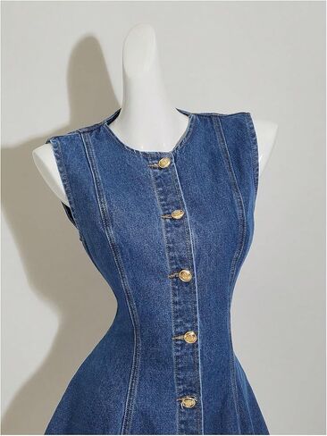 Milumia Women's Button Down Sleeveless Jean Dress Y2k A Line Short Denim Dresses in Saudi Arabia
