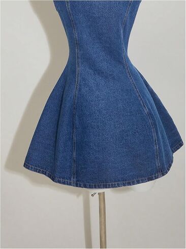 Milumia Women's Button Down Sleeveless Jean Dress Y2k A Line Short Denim Dresses in Saudi Arabia