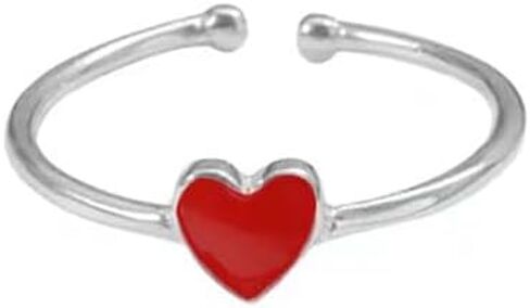 Cute Red Enamel Love Heart Open Statement Ring for Women Silver Dainty Sweet Minimalist Thin Tiny Adjustable Stacking Knuckle Finger Engagement Rings Jewelry for Daughter Her in Saudi Arabia