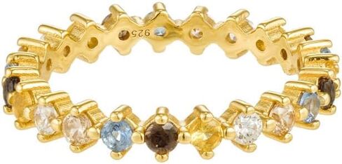 CAITLYNMINIMALIST 18K Gold Dainty Rainbow Multi Color Colorful Crystal Stackable Ring for Women Gift for Her in Saudi Arabia