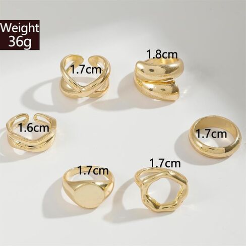 Trendy Geometric Smooth Open Ring Set for Women, Exaggerated Curved Metal Knuckle Rings Jewelry in Saudi Arabia