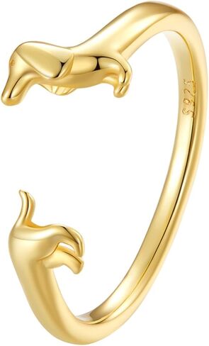 Dachshund Ring for Women, 925 Sterling Silver Adjustable Dog Ring, Cute Sausage Dachshund Stacking Jewelry,Gifts Dog Lovers,Christmas Gifts in Saudi Arabia