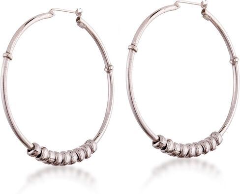NOVICA .925 Sterling Silver Luminous Beads Hoop Earrings | Artisan Handcrafted | Oval Hoop | Cubes Cluster | Lead & Nickel Free | Handmade Jewelry | Peru | ' Spellbound' 2" L x 1.9" W x 0.1" in Saudi Arabia