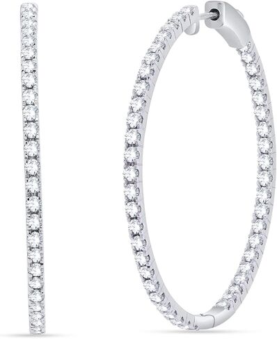 Inside-Outside Hoop Earrings for Women - 3.70 Carat Simulated Diamond 18K Gold Over 925 Sterling Silver Ladies Huggies Hoop Earrings (VVS1 Clarity, D Color,) in Saudi Arabia