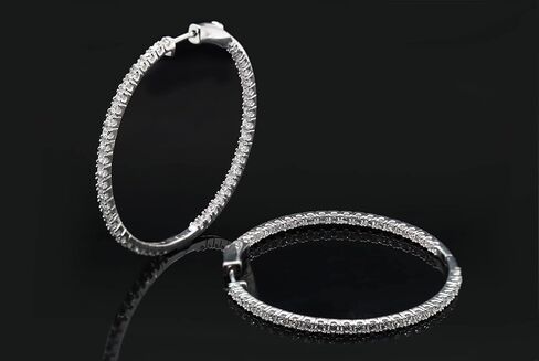 Inside-Outside Hoop Earrings for Women - 3.70 Carat Simulated Diamond 18K Gold Over 925 Sterling Silver Ladies Huggies Hoop Earrings (VVS1 Clarity, D Color,) in Saudi Arabia
