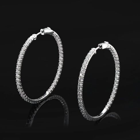 Inside-Outside Hoop Earrings for Women - 3.70 Carat Simulated Diamond 18K Gold Over 925 Sterling Silver Ladies Huggies Hoop Earrings (VVS1 Clarity, D Color,) in Saudi Arabia