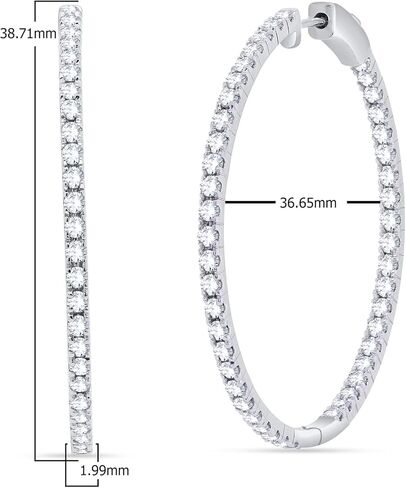 Inside-Outside Hoop Earrings for Women - 3.70 Carat Simulated Diamond 18K Gold Over 925 Sterling Silver Ladies Huggies Hoop Earrings (VVS1 Clarity, D Color,) in Saudi Arabia