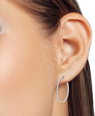 Inside-Outside Hoop Earrings for Women - 3.70 Carat Simulated Diamond 18K Gold Over 925 Sterling Silver Ladies Huggies Hoop Earrings (VVS1 Clarity, D Color,) in Saudi Arabia