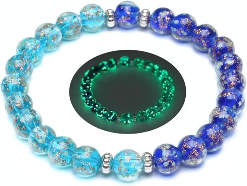 Glass Bracelet Spiritual Healing Beads Stretch Bracelet, Glowing Blue Beaded for Women Crystal Chakra Bracelets for Women in Saudi Arabia