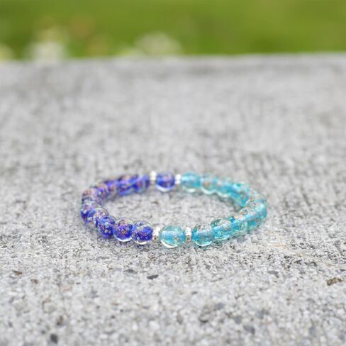 Glass Bracelet Spiritual Healing Beads Stretch Bracelet, Glowing Blue Beaded for Women Crystal Chakra Bracelets for Women in Saudi Arabia