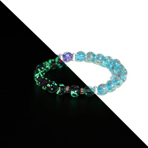 Glass Bracelet Spiritual Healing Beads Stretch Bracelet, Glowing Blue Beaded for Women Crystal Chakra Bracelets for Women in Saudi Arabia