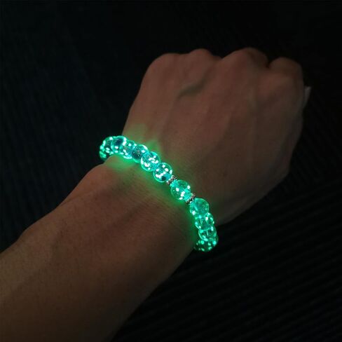 Glass Bracelet Spiritual Healing Beads Stretch Bracelet, Glowing Blue Beaded for Women Crystal Chakra Bracelets for Women in Saudi Arabia