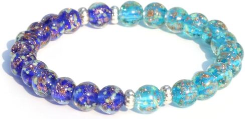 Glass Bracelet Spiritual Healing Beads Stretch Bracelet, Glowing Blue Beaded for Women Crystal Chakra Bracelets for Women in Saudi Arabia