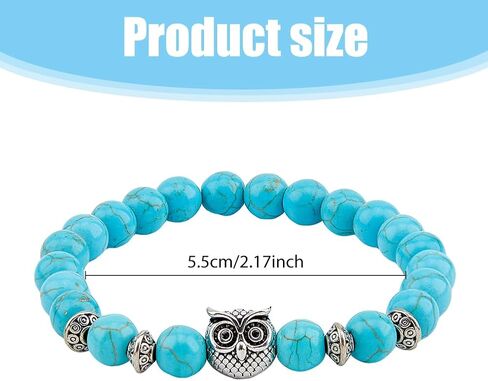 SUPERFINDINGS 4 Styles Owl Bracelets Set Healing Energy Lucky Stone Bracelets Owl Charm Beaded Bracelets Stretch Anxiety Bracelet Set Couple Bracelets Gifts for Women in Saudi Arabia