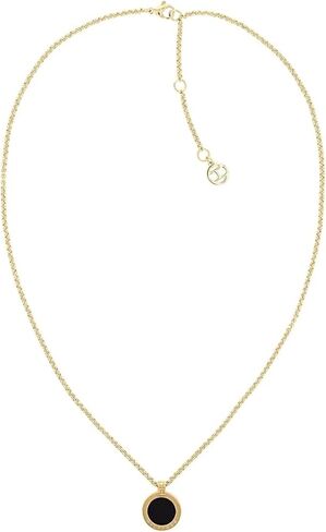 Tommy Hilfiger Women's Jewelry Ionic Gold Plated Steel, Black Onyx Stone Necklace, Color: Gold Plated (Model: 2780656) in Saudi Arabia