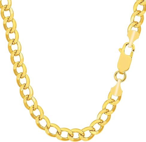 Jewelry Affairs 14k Yellow Gold Curb Hollow Chain Necklace, 5.5mm in Saudi Arabia
