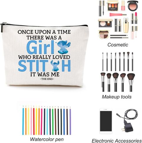 LONGXIN Cartoon Lover Gift Cute Cartoon Themed Cosmetic Make up Bag Travel Makeup Zipper Pouch Bag Birthday Gifts for Women Girls Friends in Saudi Arabia