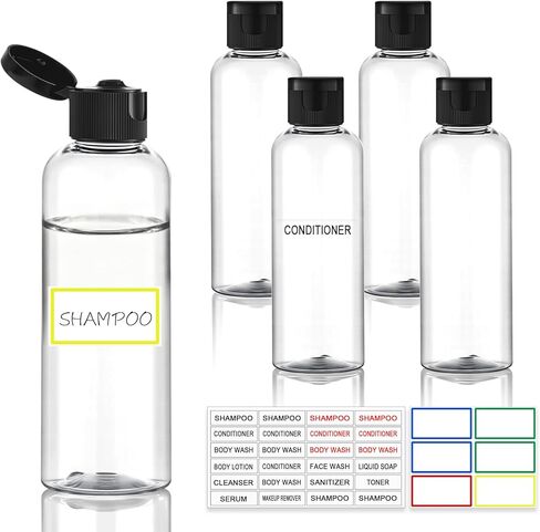 5 Pack 3.4 oz Travel Bottles for Toiletries, TSA Approved Leak Proof Refillable Travel Size Containers, Clear Plastic Shampoo Bottles for Lotion Conditioner in Saudi Arabia