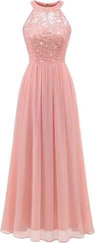 Wedtrend Women's Sparkly Sequin Dresses, Halter Long Formal Dress Floral Lace Prom Dress in Saudi Arabia