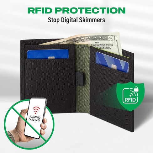 محفظة COR Surf Minimalist ثنائية الطي للرجال مع خاصية حجب RFID، إغلاق مغناطيسي، مقاومة للماء، مصنوعة من مواد معاد تدويرها، أسود (أسود) in Kuwait