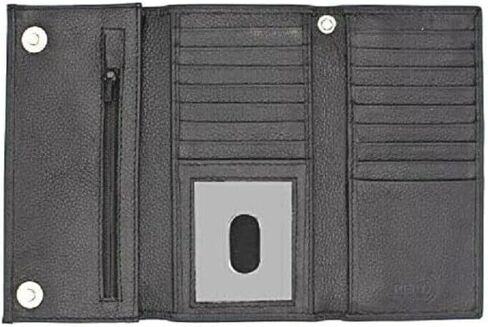 Genuine Leather Long Wallet for Men, Trifold & Checkbook, RFID Blocking, Multiple Card Slots, Zipper Coin Pocket - Design in U.S.A - Side Slip Bills Slots (J212B, Rustic Brown) in Saudi Arabia