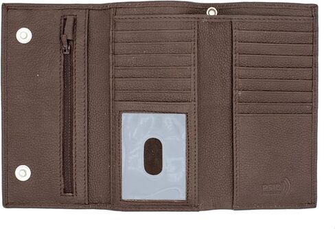 Genuine Leather Long Wallet for Men, Trifold & Checkbook, RFID Blocking, Multiple Card Slots, Zipper Coin Pocket - Design in U.S.A - Side Slip Bills Slots (J212B, Rustic Brown) in Saudi Arabia