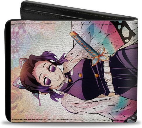 Buckle-Down Demon Slayer Wallet, Bifold, Demon Slayer Shinobu Kocho Butterfly Pose and Title Logo, Vegan Leather in Saudi Arabia