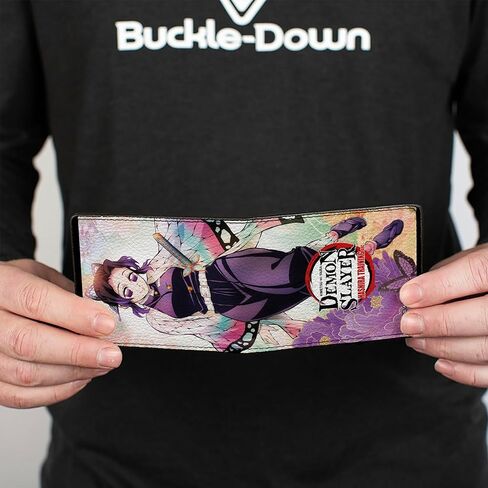 Buckle-Down Demon Slayer Wallet, Bifold, Demon Slayer Shinobu Kocho Butterfly Pose and Title Logo, Vegan Leather in Saudi Arabia