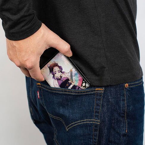 Buckle-Down Demon Slayer Wallet, Bifold, Demon Slayer Shinobu Kocho Butterfly Pose and Title Logo, Vegan Leather in Saudi Arabia