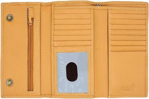 Genuine Leather Long Wallet for Men, Trifold & Checkbook, RFID Blocking, Multiple Card Slots, Zipper Coin Pocket - Design in U.S.A - Side Slip Bills Slots (J212B, Rustic Brown) in Saudi Arabia