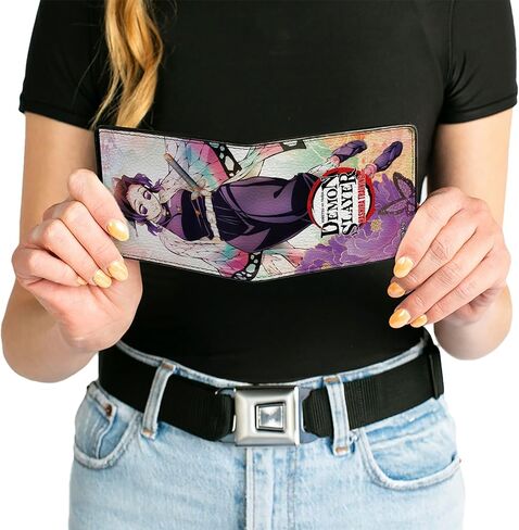 Buckle-Down Demon Slayer Wallet, Bifold, Demon Slayer Shinobu Kocho Butterfly Pose and Title Logo, Vegan Leather in Saudi Arabia