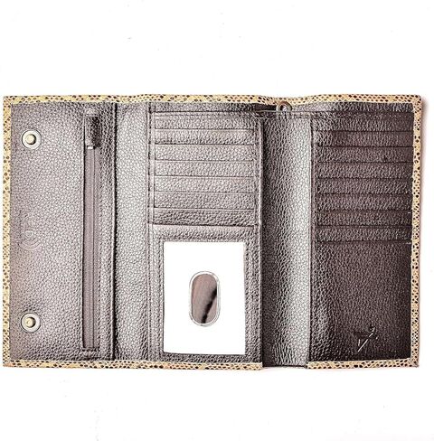Genuine Leather Long Wallet for Men, Trifold & Checkbook, RFID Blocking, Multiple Card Slots, Zipper Coin Pocket - Design in U.S.A - Side Slip Bills Slots (J212B, Rustic Brown) in Saudi Arabia