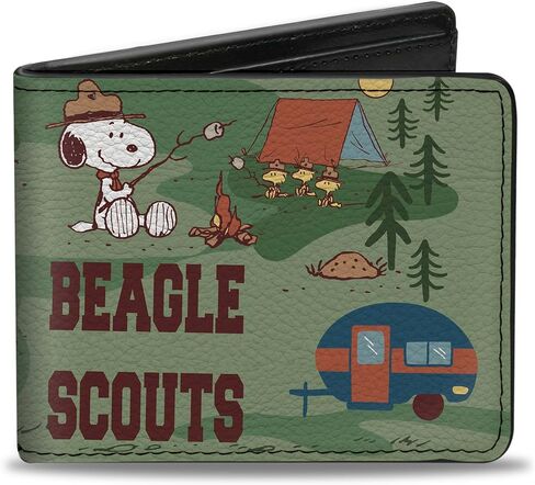 Buckle-Down Peanuts Wallet, Bifold, Peanuts Happy Camper Beagle Scouts Scenes, Vegan Leather in Saudi Arabia