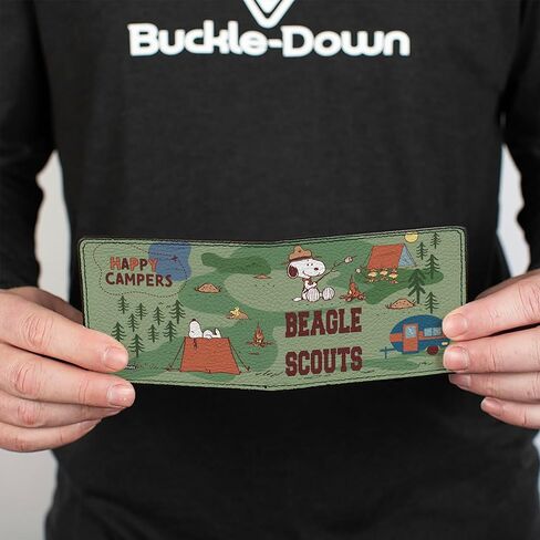 Buckle-Down Peanuts Wallet, Bifold, Peanuts Happy Camper Beagle Scouts Scenes, Vegan Leather in Saudi Arabia