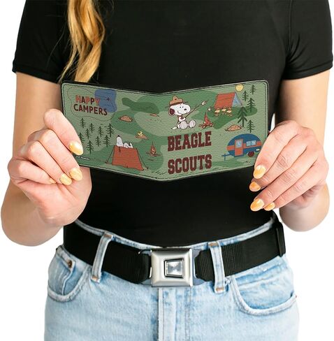 Buckle-Down Peanuts Wallet, Bifold, Peanuts Happy Camper Beagle Scouts Scenes, Vegan Leather in Saudi Arabia