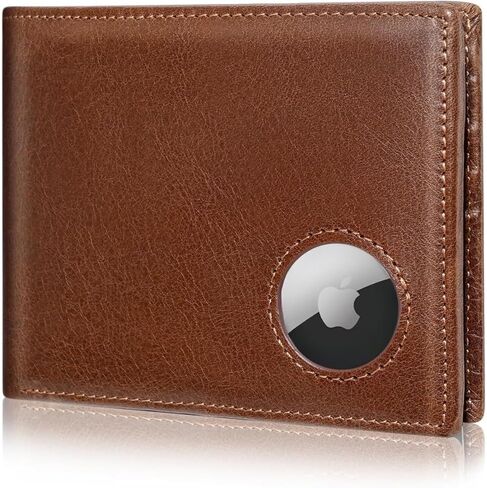 Mens Wallet with AirTag holder,Genuine Leather Bifold Wallets for Men RFID Blocking With 2 ID Window and 12 Cards Holders Gift Box (Coffee Brown) (Black) in Saudi Arabia