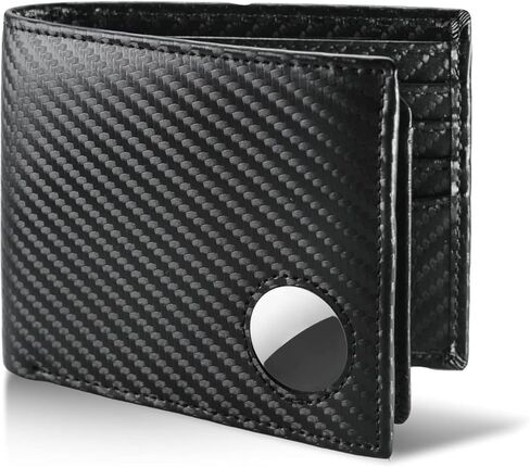 Mens Wallet with AirTag holder,Genuine Leather Bifold Wallets for Men RFID Blocking With 2 ID Window and 12 Cards Holders Gift Box (Coffee Brown) (Black) in Saudi Arabia