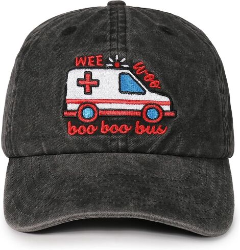InnoBeta EMT Paramedic Gifts Cap for Men Women - Adjustable Vintage Washed Cotton Embroidered Hat - Gift for Emergency Medical Technician - Dark Grey in Saudi Arabia