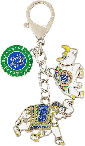 2026 Feng Shui Silver Active Rhinoceros And Elephant Keychain Bring Good Luck w5774 in Saudi Arabia