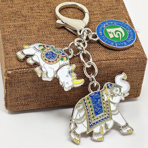 2026 Feng Shui Silver Active Rhinoceros And Elephant Keychain Bring Good Luck w5774 in Saudi Arabia
