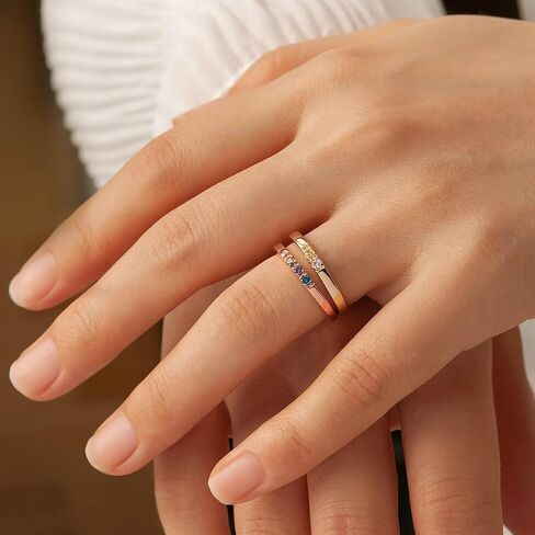 Birthstone Ring for Mom- Birth Stone Ring Stackable Rings - 925 Sterling Silver Minimalist Ring - Custom Family Birthstone Ring Mom Gift in Saudi Arabia