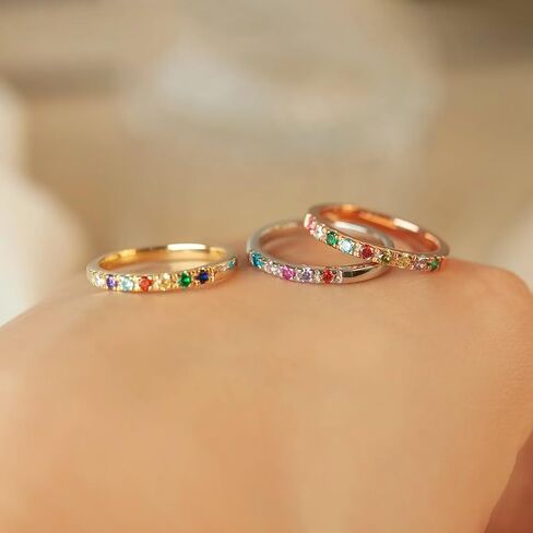 Birthstone Ring for Mom- Birth Stone Ring Stackable Rings - 925 Sterling Silver Minimalist Ring - Custom Family Birthstone Ring Mom Gift in Saudi Arabia