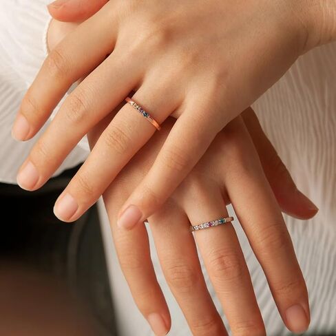 Birthstone Ring for Mom- Birth Stone Ring Stackable Rings - 925 Sterling Silver Minimalist Ring - Custom Family Birthstone Ring Mom Gift in Saudi Arabia