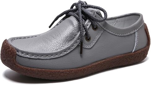 Sunporx Womens Suede Oxford Shoes Lace Up Comfort Casual Cowhide Square Toe Driving Moccasins Slip On Bowknot Penny Flat Loafers in Saudi Arabia